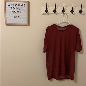 Red lulu metal tech vent workout tee